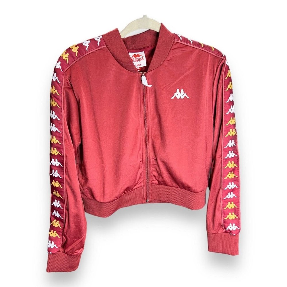 Kappa Banda Ponce Women's Large Red Long Sleeve Cropped Track Jacket NWT